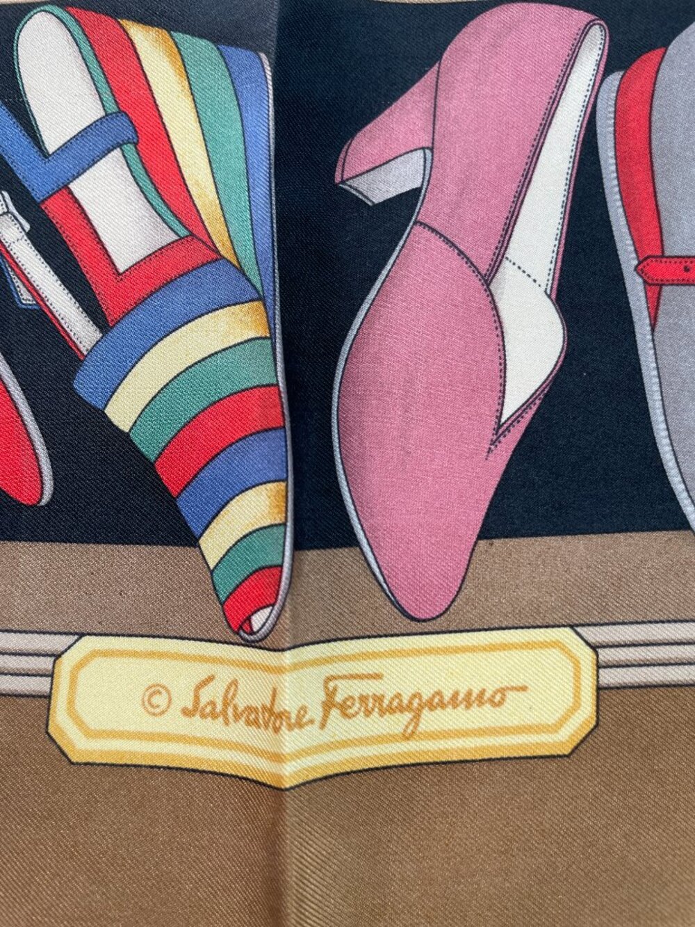 Vintage Salvatore Ferragamo Silk Scarf – Iconic Shoe Print - Picture 2 of 16